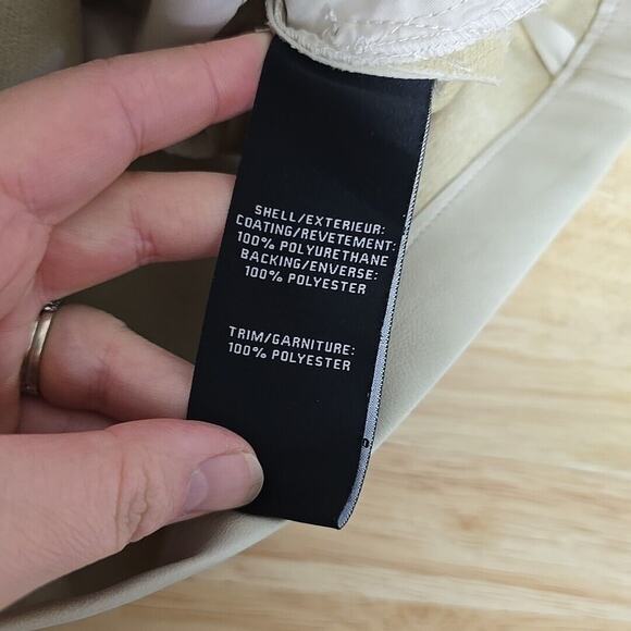 NWT 7‎ For All Mankind Camel Tan Vegan Leather Shorts Size Large Neutral Minimal - Picture 4 of 12